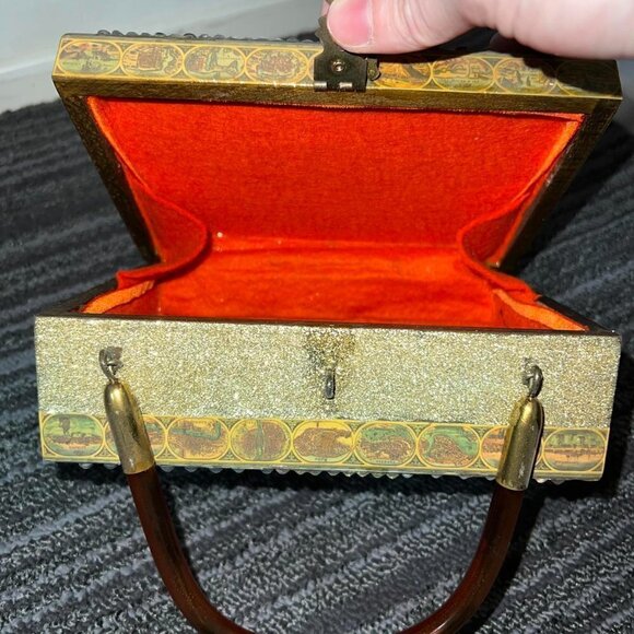 Comic book rhinestone sequin embellished cigar box purse with handle - Picture 6 of 6